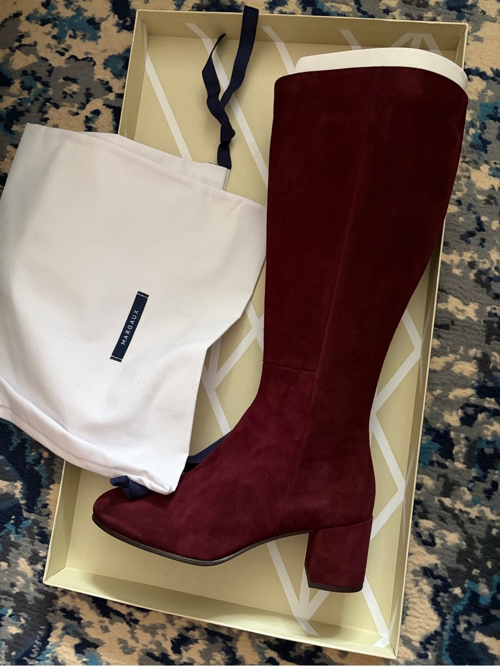 Margaux Burgundy Suede Heeled Boots